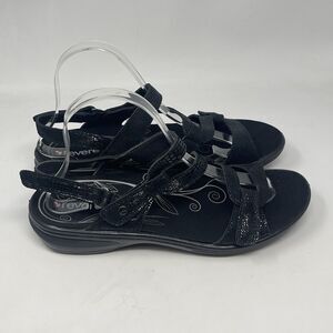 Revere Miami Sandals Womens 10 M Black Lizard Leather Strappy Casual Comfort